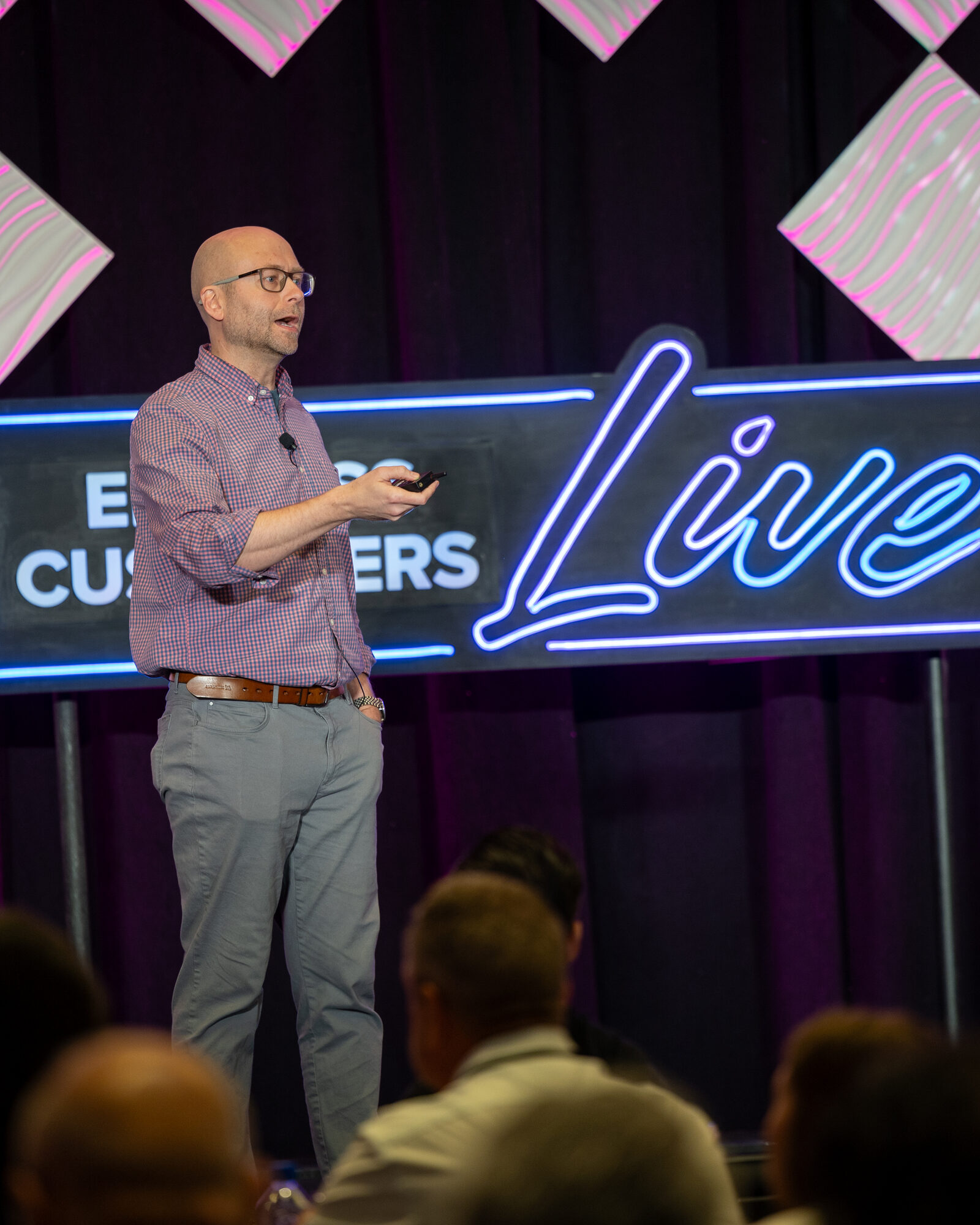 The neon-lit Endless Customers Live main stage