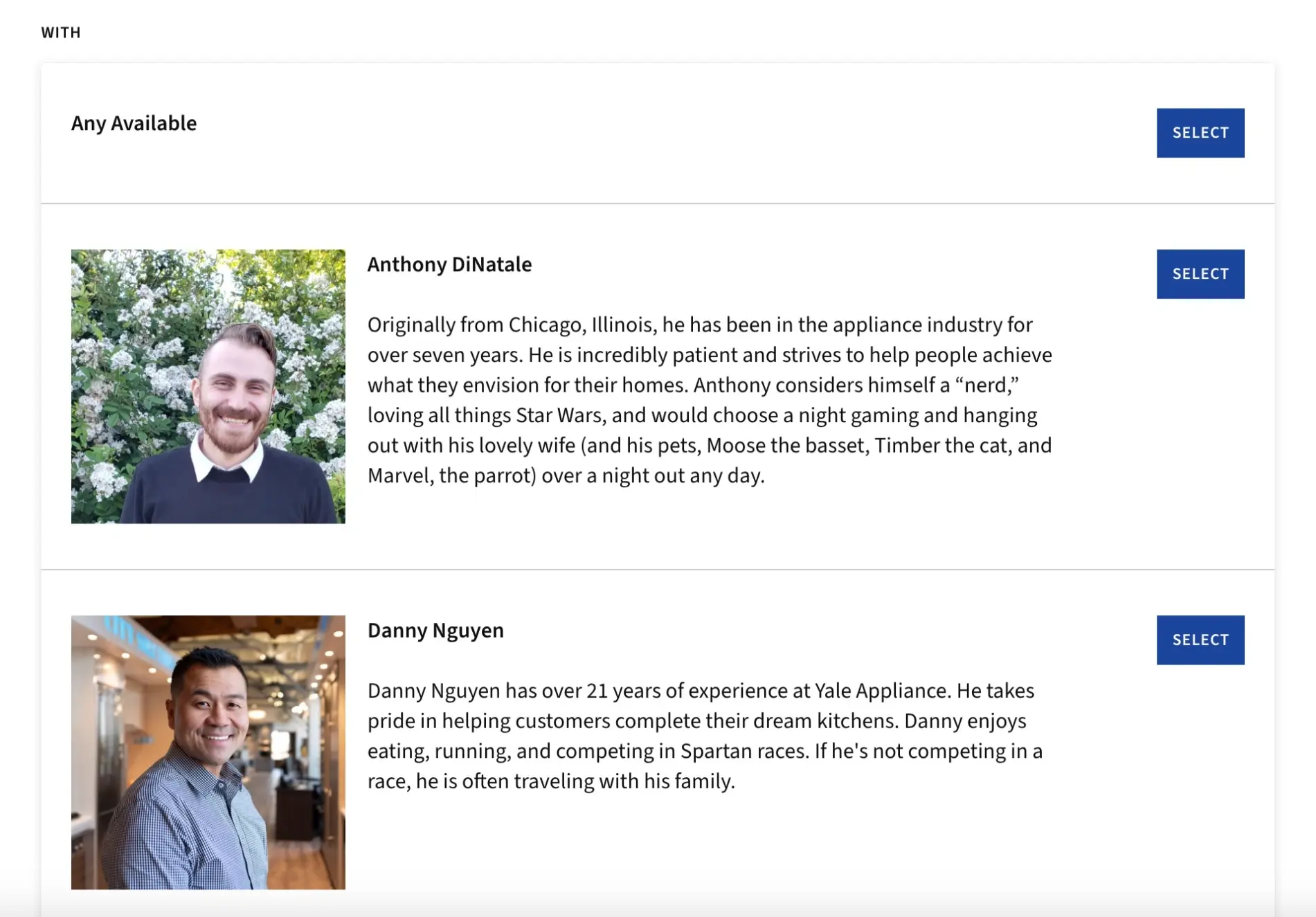 A self-scheduling tool built for Yale Appliance